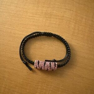 Pink and Black Beaded Bracelet
